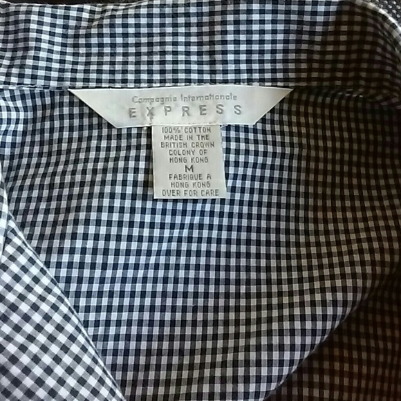 Express Gingham Tie Crop Button Down Shirt Top - Picture 3 of 3